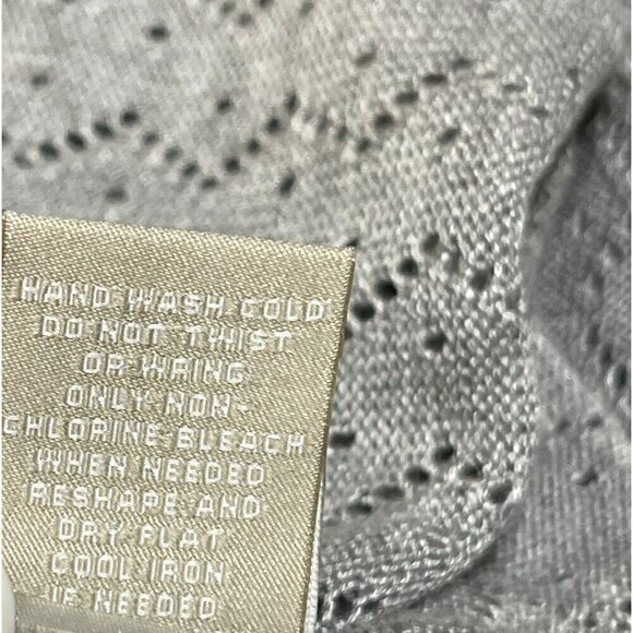 Joan Vass Open Front Cardigan Sweater Short Sleeve Light Gray Size L Large - Picture 7 of 7
